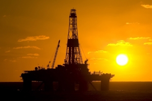 Oil rig sunset